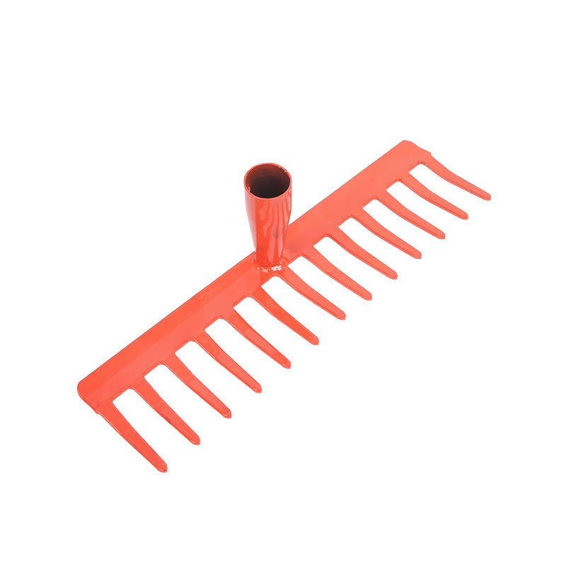 Long-handled agricultural rake, multi-purpose rake for garden land, vegetable planting and clearing rake, grass rake, thirteen-tooth garden rake, orange
