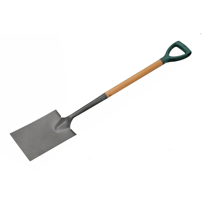 Digging shovel, round small shovel with wooden D, T-shaped handle, metal garden shovel for gardening