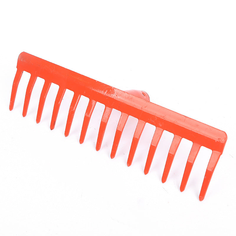 Long-handled agricultural rake, multi-purpose rake for garden land, vegetable planting and clearing rake, grass rake, thirteen-tooth garden rake, orange